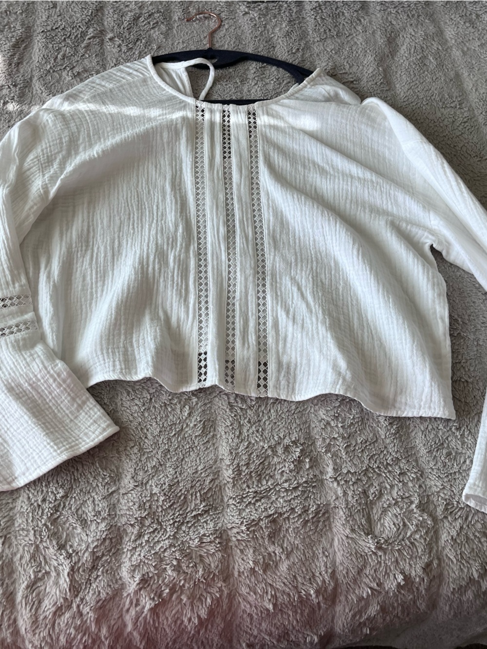 Express White Boho Crochet-Trim Peasant Blouse